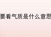 主要看气质是什么意思?