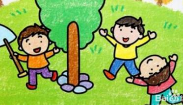 植树儿童画 简笔画