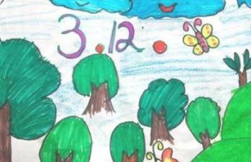 植树儿童画 简笔画