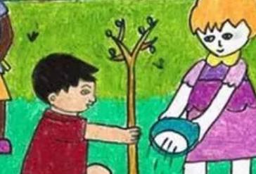 植树节画画简单又漂亮二年级