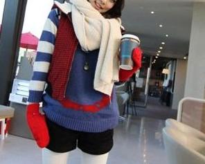 短款毛线围巾的各种围法图解