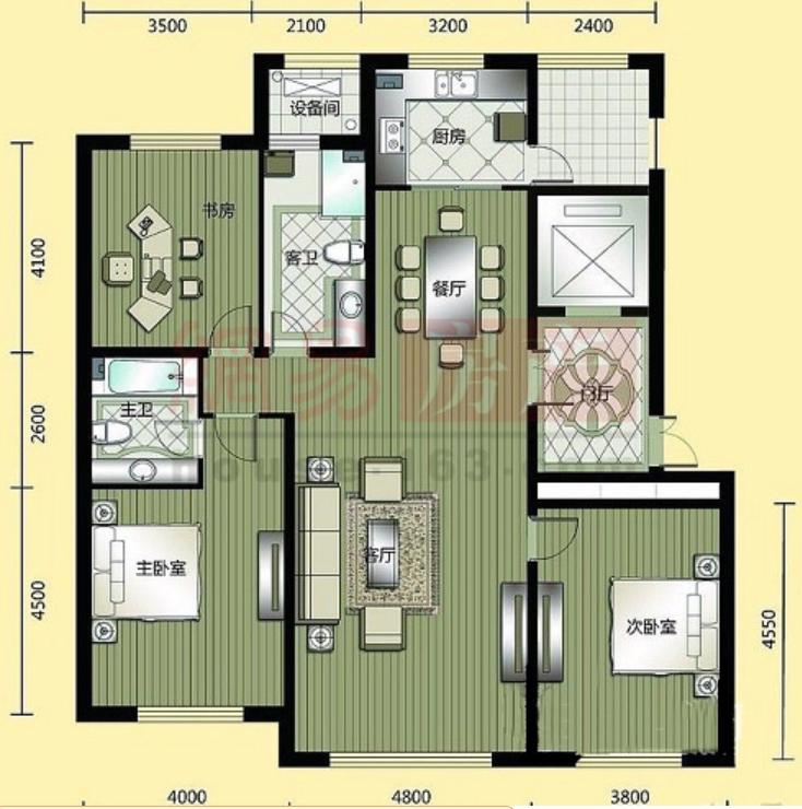 3室2厅2卫最佳户型图