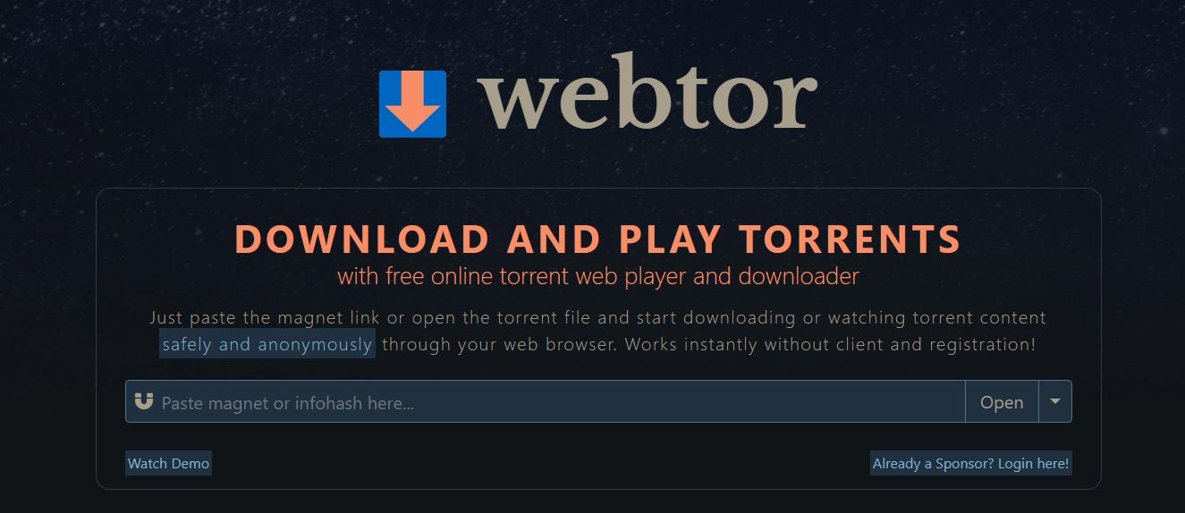 Webtor 支持磁力在线播放的神奇网站