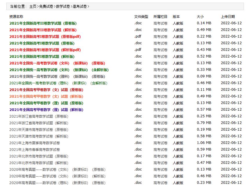 可以查到各种试卷的网站，免费下载小学/初中/高中试卷解题