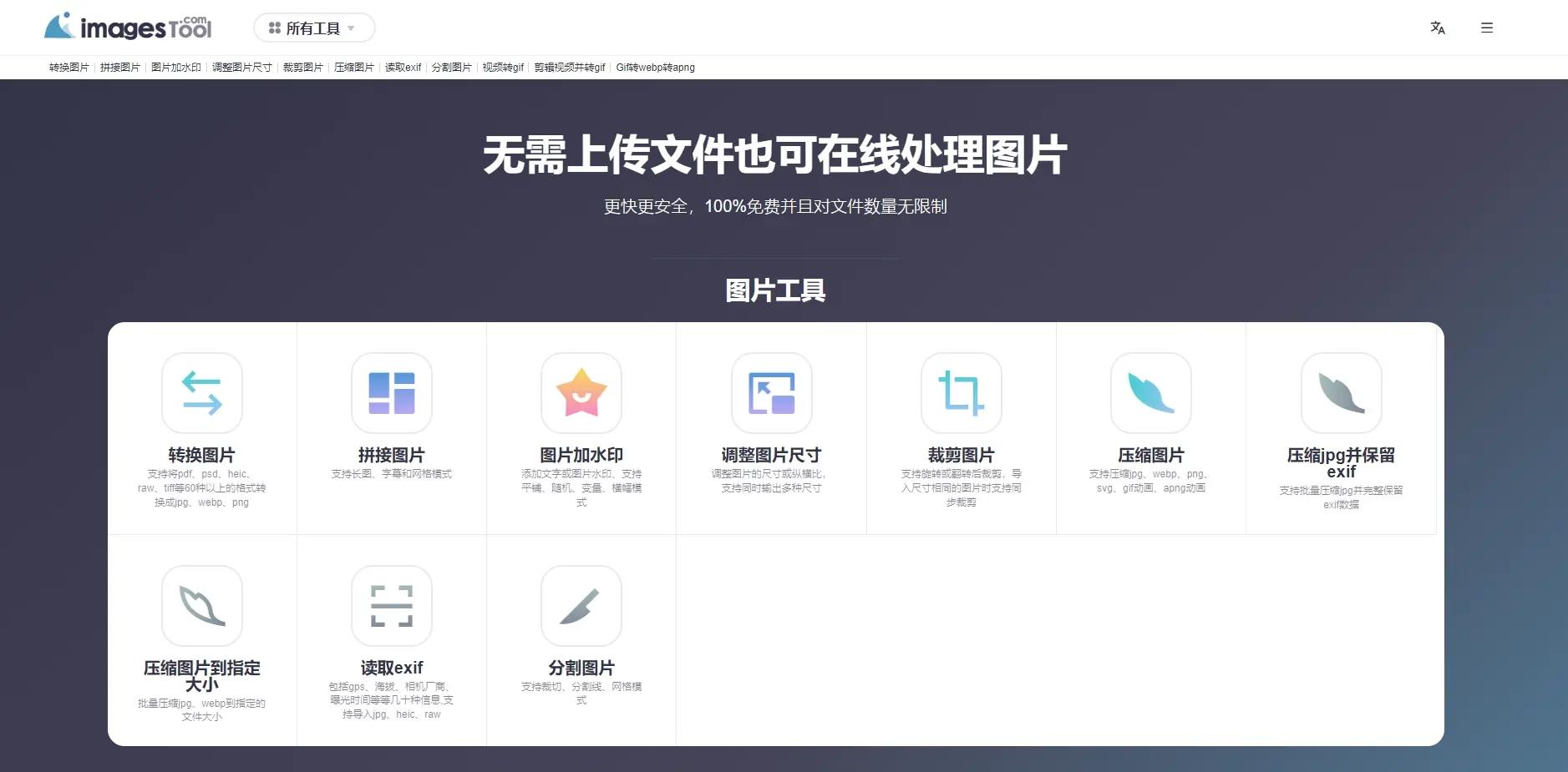 imagestool图片工具集，支持jpg、png、webp、gif转换压缩