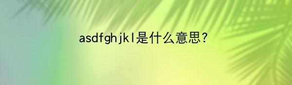 asdfghjkl是什么意思?