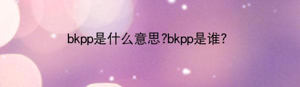 bkpp是什么意思?bkpp是谁？