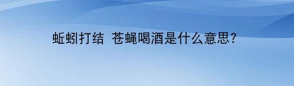 蚯蚓打结 苍蝇喝酒是什么意思?