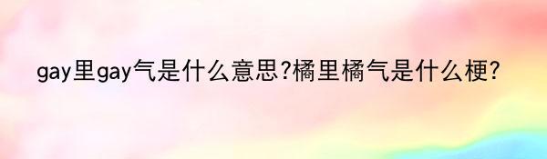 gay里gay气是什么意思?橘里橘气是什么梗？