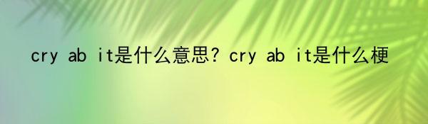 cry ab it是什么意思? cry ab it是什么梗