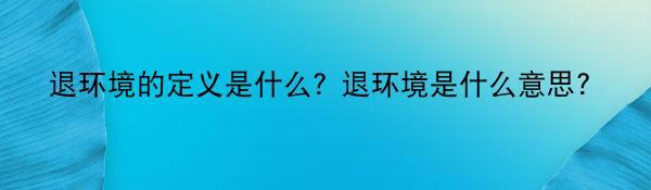 退环境的定义是什么？退环境是什么意思?