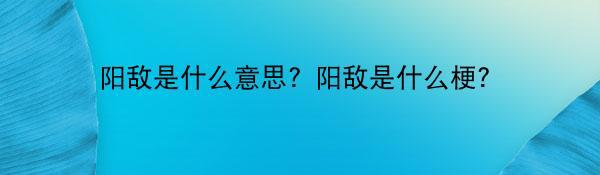 阳敌是什么意思？阳敌是什么梗？