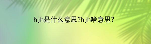 hjh是什么意思?hjh啥意思？