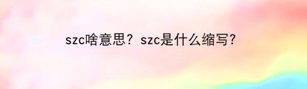 szc啥意思？szc是什么缩写？