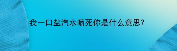 我一口盐汽水喷死你是什么意思?