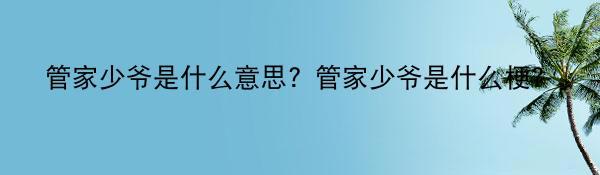 管家少爷是什么意思？管家少爷是什么梗？