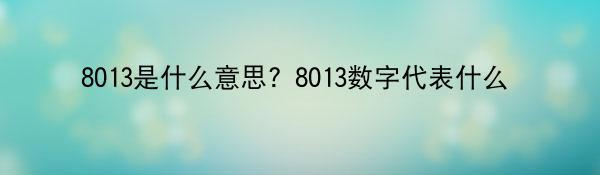 8013是什么意思？8013数字代表什么