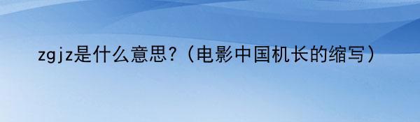 zgjz是什么意思?（电影中国机长的缩写）