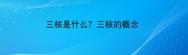 三核是什么？三核的概念