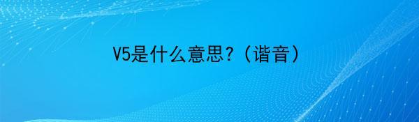 V5是什么意思?（谐音）