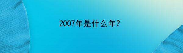 2007年是什么年？