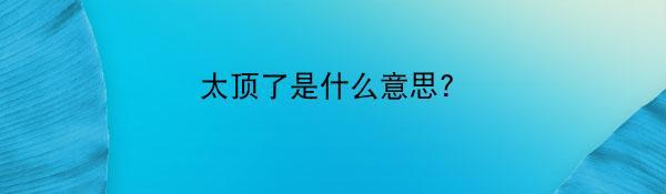 太顶了是什么意思?