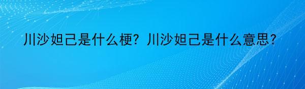 川沙妲己是什么梗？川沙妲己是什么意思？