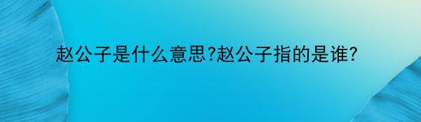 赵公子是什么意思?赵公子指的是谁?