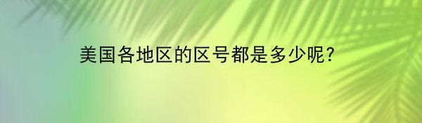 美国各地区的区号都是多少呢？