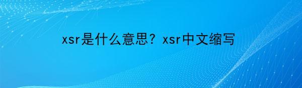 xsr是什么意思? xsr中文缩写