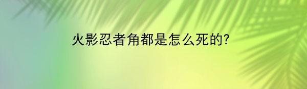 火影忍者角都是怎么死的？