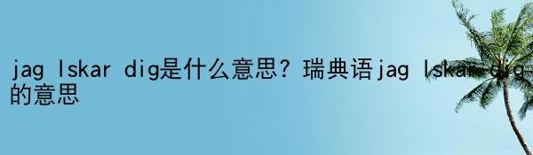 jag lskar dig是什么意思? 瑞典语jag lskar dig的意思