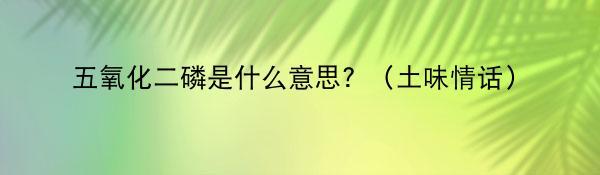 五氧化二磷是什么意思？（土味情话）