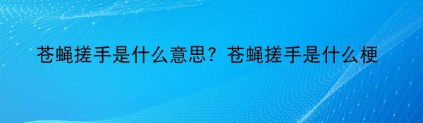 苍蝇搓手是什么意思？苍蝇搓手是什么梗