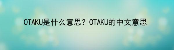 OTAKU是什么意思? OTAKU的中文意思