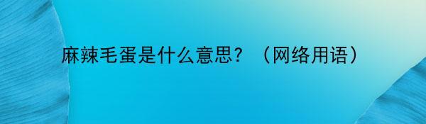 麻辣毛蛋是什么意思？（网络用语）