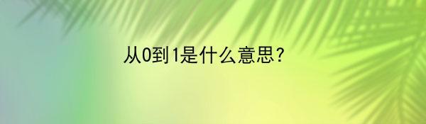 从0到1是什么意思?