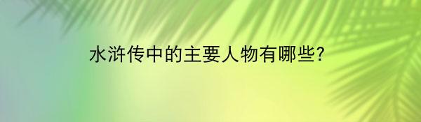 水浒传中的主要人物有哪些？