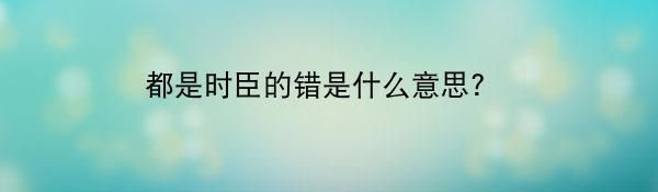 都是时臣的错是什么意思?