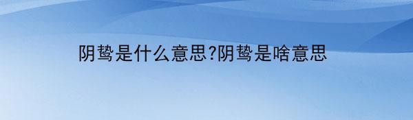 阴鸷是什么意思?阴鸷是啥意思