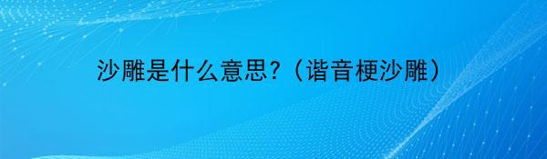 沙雕是什么意思?（谐音梗沙雕）