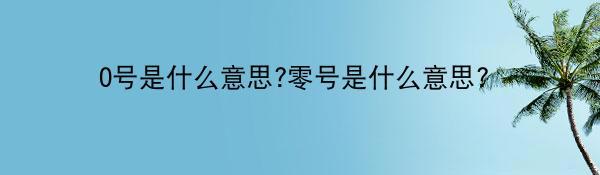 0号是什么意思?零号是什么意思?