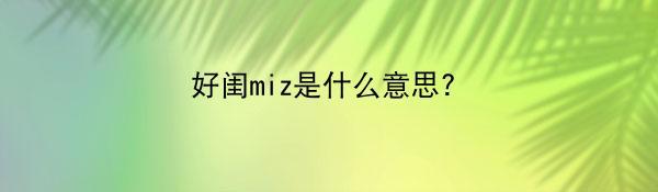 好闺miz是什么意思?