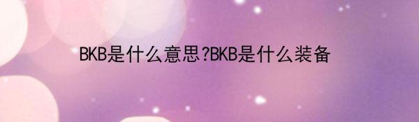 BKB是什么意思?BKB是什么装备