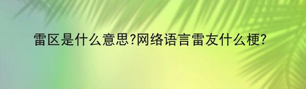 雷区是什么意思?网络语言雷友什么梗?