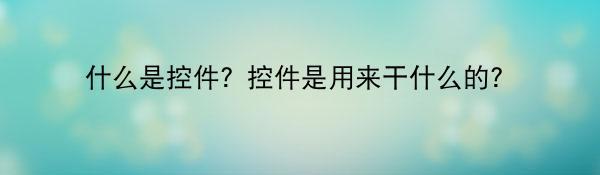 什么是控件？控件是用来干什么的？