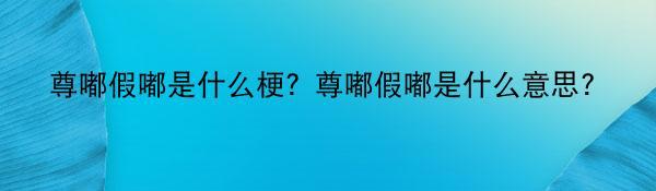 尊嘟假嘟是什么梗？尊嘟假嘟是什么意思？