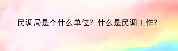 民调局是个什么单位？什么是民调工作？