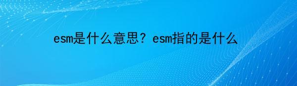 esm是什么意思? esm指的是什么