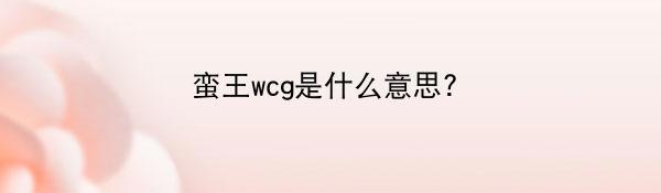 蛮王wcg是什么意思?